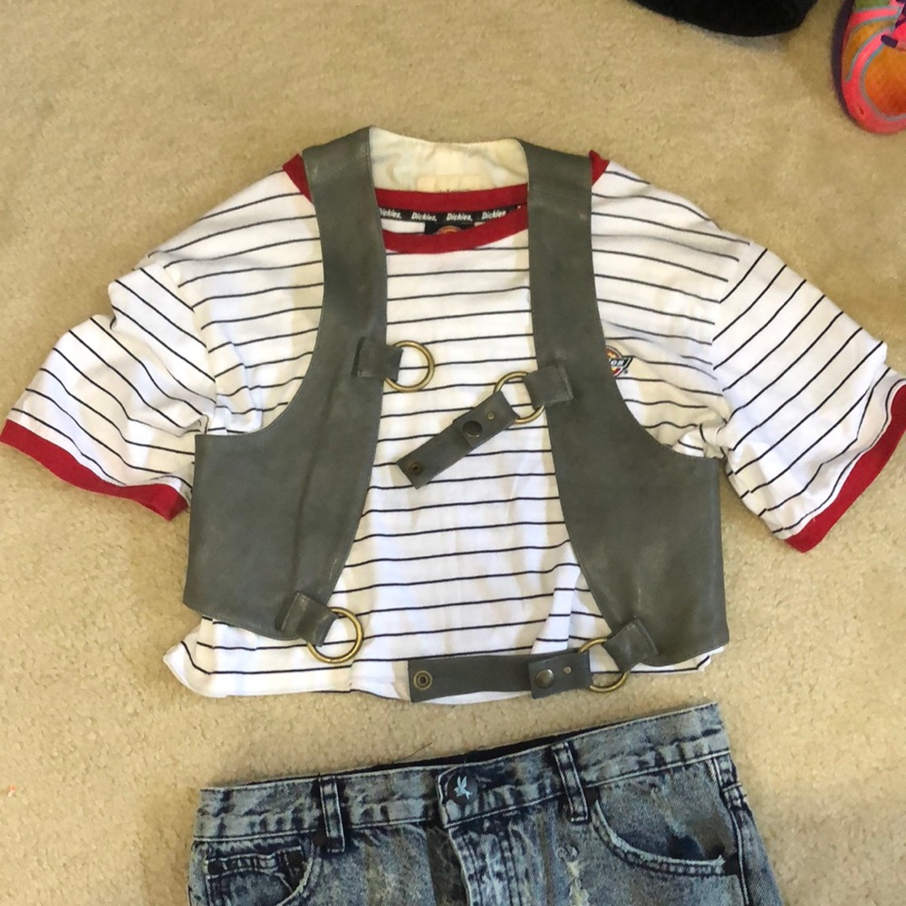 Opening ceremony crop leather vest XS gray